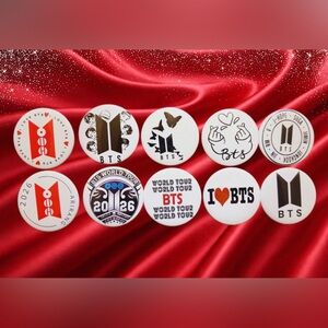 BTS, K-pop, Bangtan Pushpin button Set of 10, size 2.25”